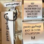 PRETTY GARBAGE Reversed Detail Cotton Pants Wide Leg Stone Cream M NWT Tan Size M Photo 9