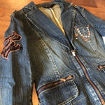Rocawear Vintage Y2K Women’s Embroidered Jean Jacket Size L Jewel Charm Photo 1