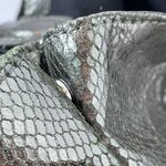 Margot New York Large Leather Tote Bag Black Silver Snake‎ Embossed Photo 8