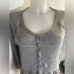 Free People Coastline Thermal Henley Peplum Top Gray Marled 0019 Photo 1