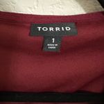 Torrid  Dress Size 1/14-16 Women's Mini Gauze Lace Up Skater Maroon Long Sleeve Photo 3
