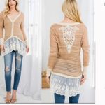 Women’s A’Reve Crochet Lace Cardigan in Latte Combo sz small NWT Tan Photo 1