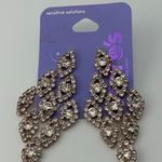 Claire’s Earrings Rose Gold Rhinestones Diamond Shape Dangle Stud Back Photo 0
