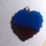 Large Quartz Leaf Pendant in Stainless Steel Blue Photo 1