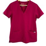 FIGS Scrub Top Dark Pink V-Neck Pockets Casma Short Sleeve Size Extra Small Photo 0