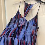 Parker  Miles Blue & Red Watercolor Ikat 100% Silk Maxi Dress Photo 7
