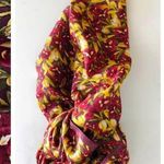 Vintage Red Iris Flower & Yellow Floral Print Silk Neck Scarf Photo 13