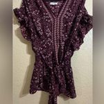 Max Studio Burgundy Floral Blouse Photo 0