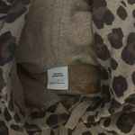 Womens leopard animal print light weight hoodie Tan Photo 2