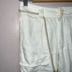 Anthropologie  White Canvas Denim High Rise Belted Straight Crop Jeans 25 Photo 2
