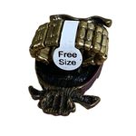 Vintage Boho Owl Ring Purple Green Rhinestone Adjustable Stretch Bronze Tone Photo 4