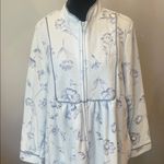 Delicates Floral Blue women’s flannel nightgown medium zip front Photo 1