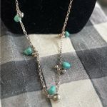 Two costume necklaces turquoise beads silver and brass preloved Photo 1