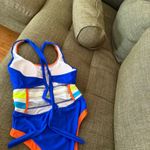 Popvil  Neon Color Block One Piece Bathing Suit for Women Mesh Tummy Control Swimsuit Teens Sport High Cut Scoop Photo 6