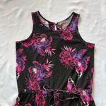 EUC Chic Avenue Medium Black Pink Floral Romper With Pockets Summer Spring Fall Photo 1