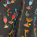 Vintage Jack B. Quick Colorful Cocktail Champagne New Years Embroidered Sweater Black Size M Photo 4