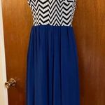 Sweet Storm  Chevron Maxi Dress Small Strapless Blue Flowy 47” Photo 11