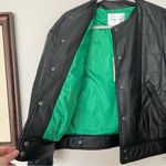 Rebecca Minkoff NWT  Black/Green Faux Leather Quilted Racer Jacket Size XS Photo 7