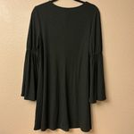 Love Riche  Black Ribbed Bell Wide Sleeve Swing Shift Knee Dress Size MEDIUM Boho Photo 6