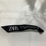 ZARA  White Silk Satin Long Sleeve Faux Wrap Collared Blouson Mini Dress Size XS Photo 3