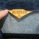 Rustler  Blue Country Cowboy Denim Patches Jean Jacket Large Photo 1