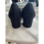 Talbots  Black Suede Leather Chunky Rhinestone Pearl Buckle Heel Photo 3