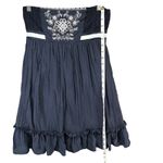A'Gaci Mini Dress L Blue Strapless Lace Mesh Embroidered Smocked Y2K Boho Chic Photo 9