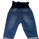 Blue Savvy  Maternity Capri Denim Jeans Size Medium Blue Belly Band Distressed Photo 2