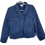 Fair Indigo 100% Cotton Navy Blue Button Up Collared Lightweight Jacket Size 12 Photo 0