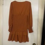 Storia NEW!  Cinch orange long sleeve ruffle bodycon mini dress size Medium Photo 5