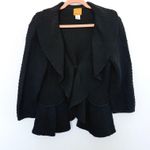 Womens Cardigan Size L Black Knit Ruffle Hem Whimsigoth Witchy Fairy Grunge Size L Photo 0