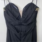 Betsy and Adam  Black Strapless Beaded Sweetheart Slit Formal Gown Prom Dress 12 Photo 5