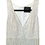 Mac Duggal NWT Sequined Sleeveless V-Neck Column Maxi Gown Maxi in White Size 4 Photo 5