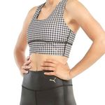 Puma Women Mid Impact Forever Luxe Black Houndstooth pr Sport Bra Size L Photo 0