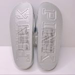 PINK - Victoria's Secret PINK‎ Victoria Secret Silver Single Padded Strap Slides With White Logo Dog Photo 6