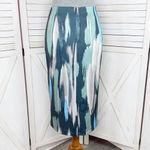 NY & Comp. Paint Stroke Print Stretch Scuba Knit Pencil Skirt Blue Grey‎ 2 Photo 3