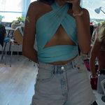 Princess Polly Blue Wrap Top Photo 1