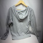 Loft  Gray V Neck Hoodie Long Sleeve Casual Top Women's Size S Photo 5
