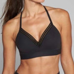 Athleta  Powervita Black Halter Sports Bra Size L Photo 0