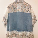 POL  HOMEBODY Floral Print Crochet Patchwork Embroidered Western Jean Jacket Sm Photo 3