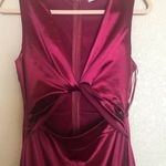 Lush Clothing Lush Satin Cutout Burgundy Cocktail MIDI Dress Photo 2