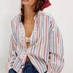 Free People  Striped Valley Gauze Shirt XS Photo 0