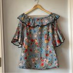ZARA Off The Shoulder Gingham Floral Ruffle Dress Photo 4