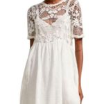 ZARA  White Crochet Lace Gauzy Babydoll Mini Dress Size XS NEW with Tags Photo 0