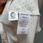 Ganni  Cameron Gathered Polka-dot Satin Long Sleeve Maxi Dress In Egret XL Photo 7