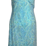 Ann Taylor  Vintage Y2K Bias‎ Cut Silk Blue Paisley Midi Dress 10 Fairy Babydoll Photo 0