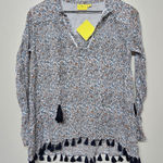 Roberta Roller Rabbit Roller Rabbit Women's Blue White Green Brown Pom Pom‎ Cotton Tunic Size XXS New Photo 0