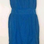 Loft Blue Silk Ruffle Neckline Tank Dress Photo 0