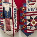 Vintage Americana‎ USA Tacky VEST handmade Patriotic Labor Day Size Large Red Photo 2