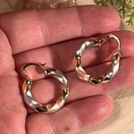 Chunky Twisted Hoop Earrings NWT Gold Photo 0